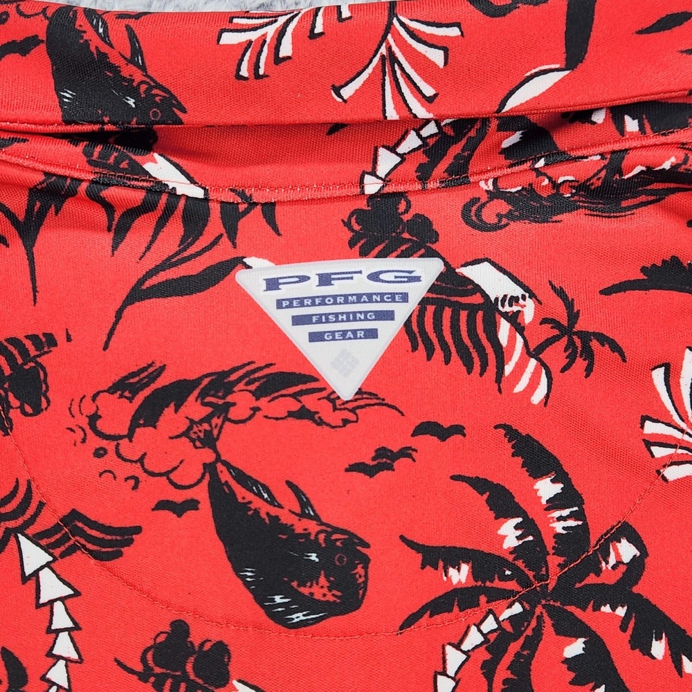 Georgia Bulldogs Shirt Mens XL Red NCAA Football Columbia PFG Tropical Print - Picture 14 of 15